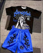 3D Printed Round Neck T-Shirt and Shorts Two-Piece Set