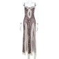 Leopard Print Lace Strap Dress