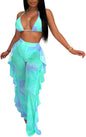 Butterfly Print Bikini Set with Gauze Trousers