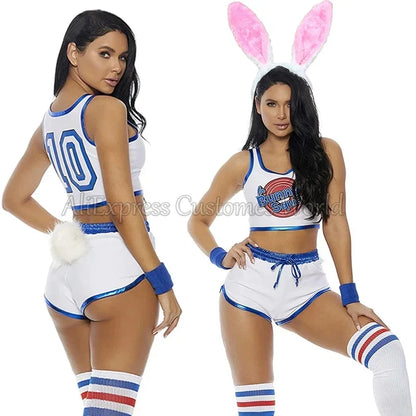 Halloween Woman Sexy Basketball Cosplay Jersey Lola Cos Bunny Cosplay Costume Space Lola Bunny Rabbit Disguise for Women Adults