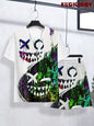 3D Printed Round Neck T-Shirt and Shorts Two-Piece Set