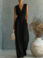 Elegant V Neck Waist Cinching Women Jumpsuit