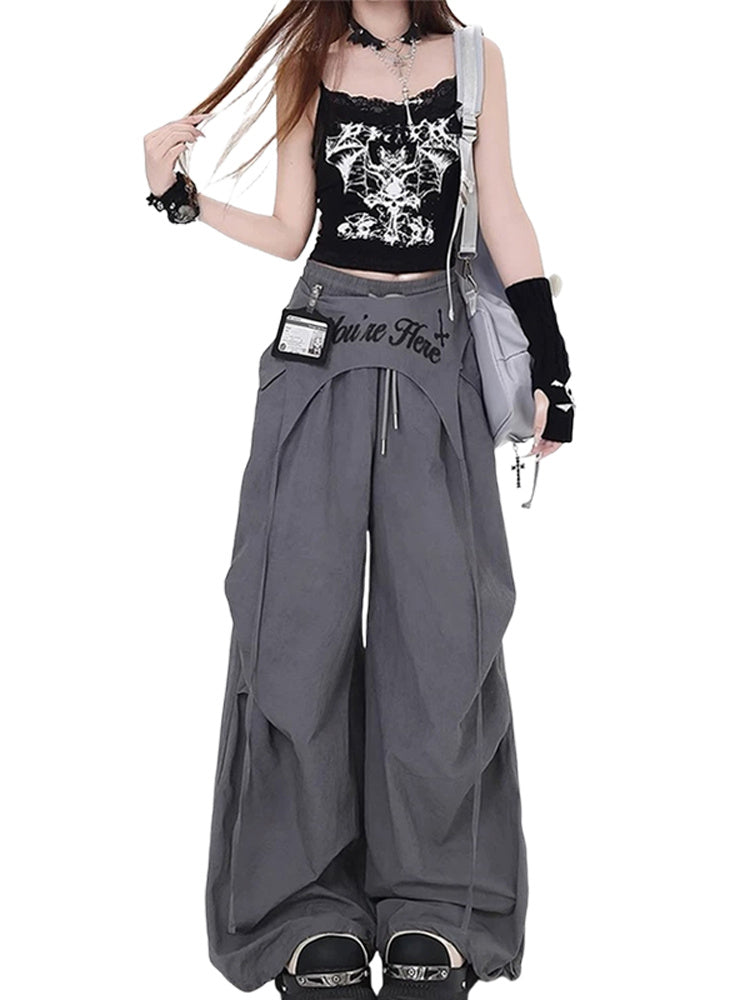 Women's Retro Fake Two-Piece Cargo Pants