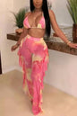 Butterfly Print Bikini Set with Gauze Trousers