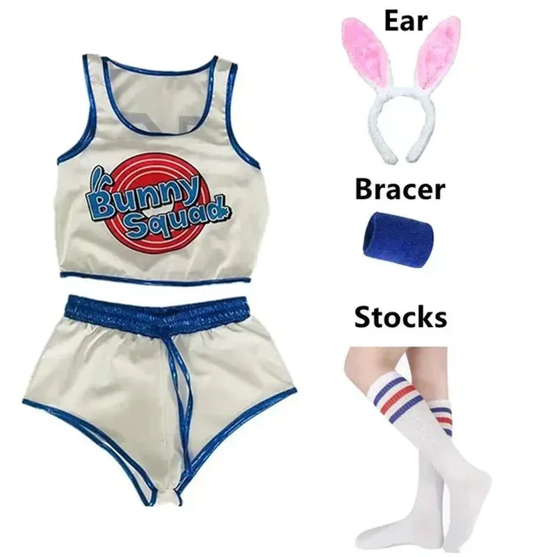 Halloween Woman Sexy Basketball Cosplay Jersey Lola Cos Bunny Cosplay Costume Space Lola Bunny Rabbit Disguise for Women Adults