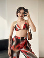 Butterfly Print Bikini Set with Gauze Trousers