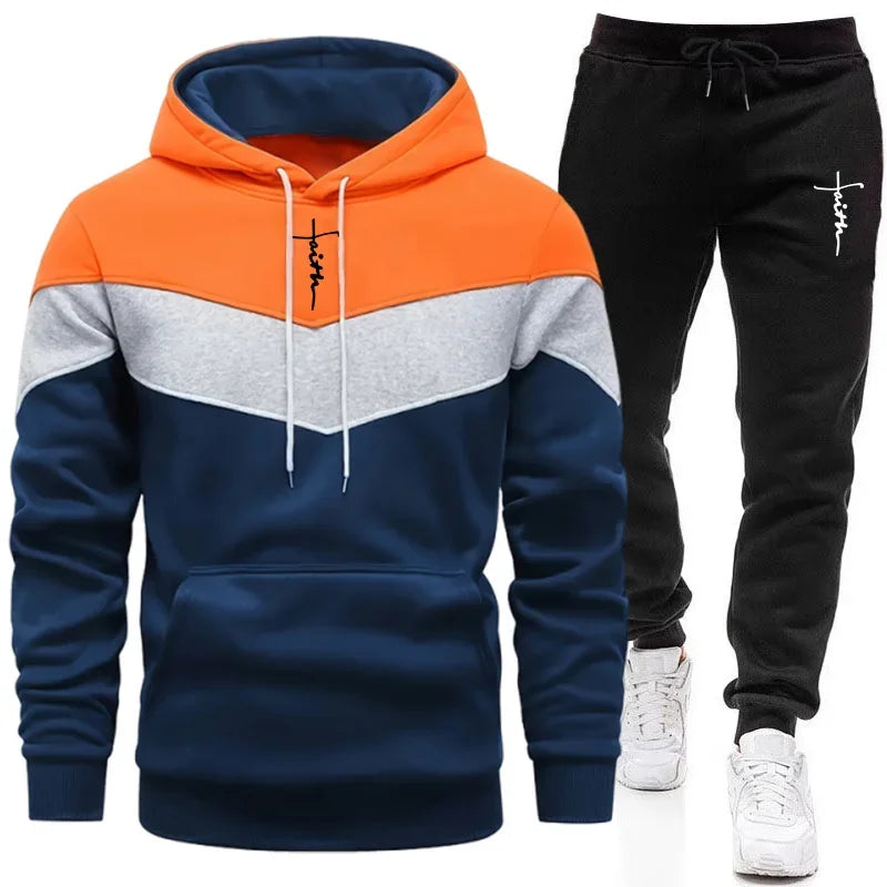 Comfort Casual Sports Autumn Winter Quality Hot Sale Men Tracksuit Fashion Hoodie Tricolor Single Sweatshirt and Pants Daily Man