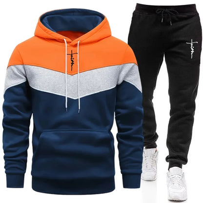 Comfort Casual Sports Autumn Winter Quality Hot Sale Men Tracksuit Fashion Hoodie Tricolor Single Sweatshirt and Pants Daily Man