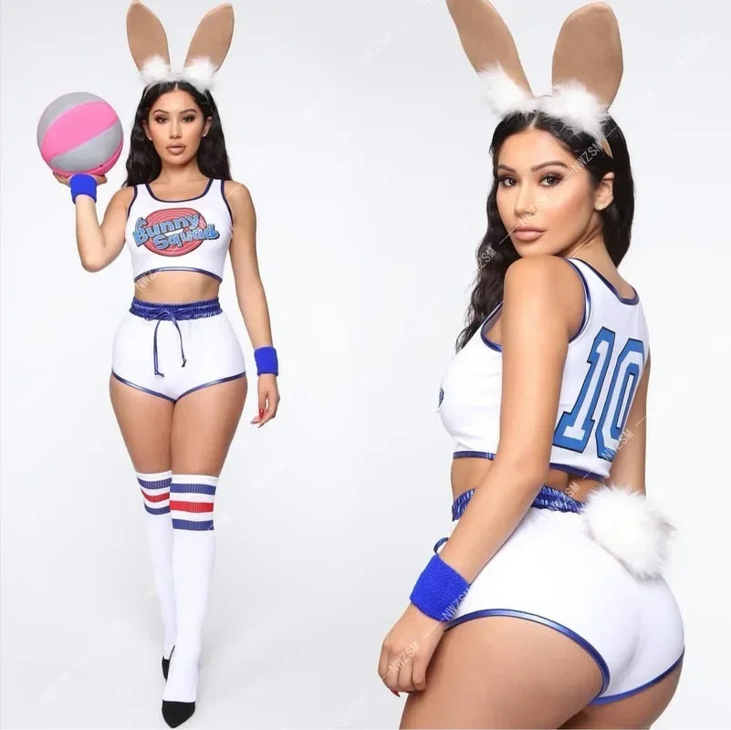 Halloween Woman Sexy Basketball Cosplay Jersey Lola Cos Bunny Cosplay Costume Space Lola Bunny Rabbit Disguise for Women Adults