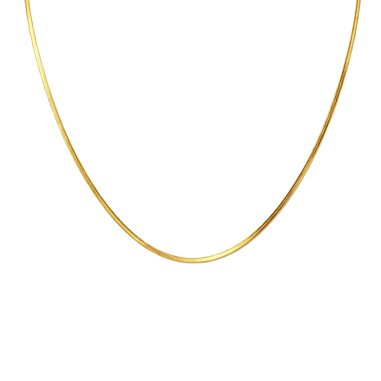 Gold Plated Herringbone Chain Necklace/ 2mm