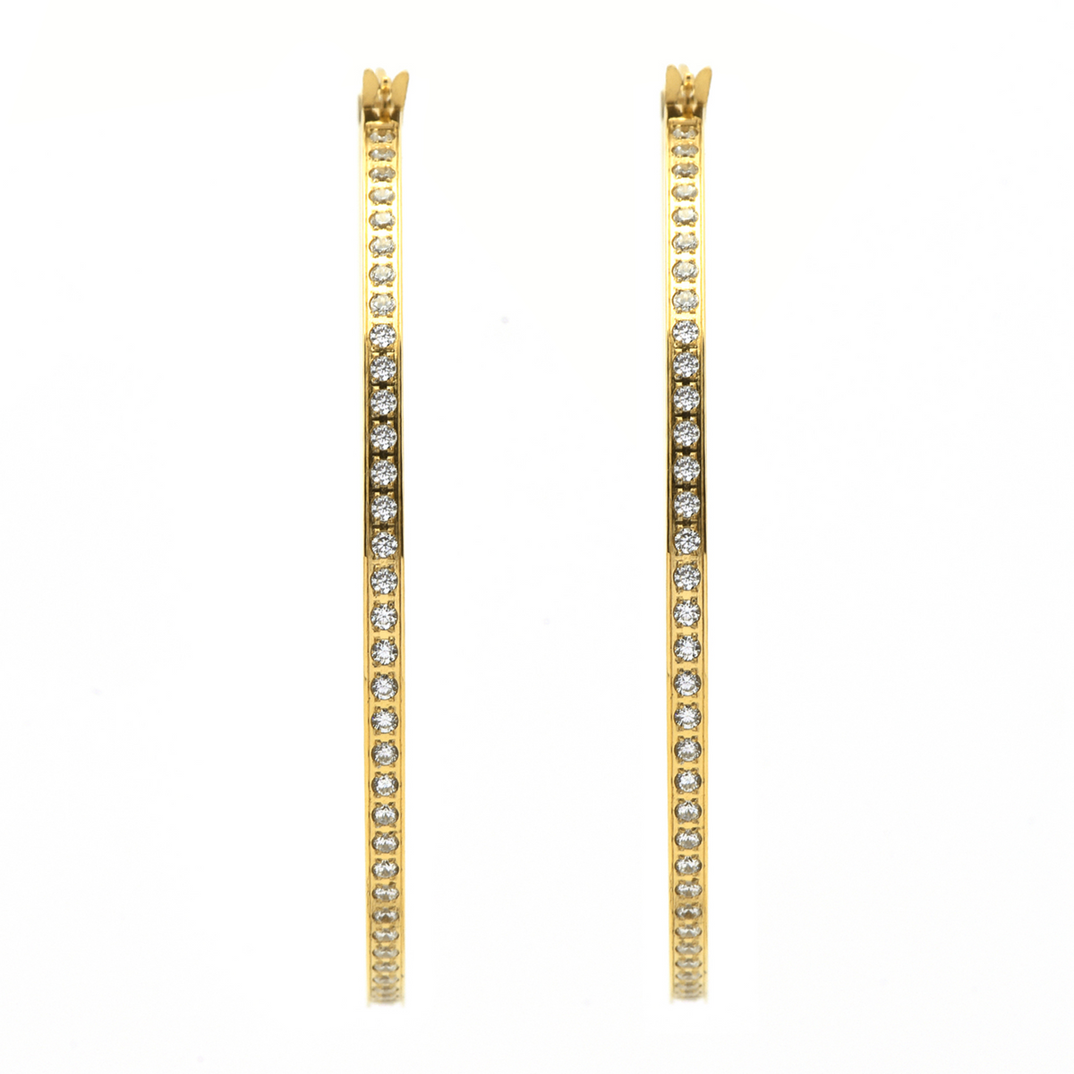 Gold Stone Big Hoop Earrings