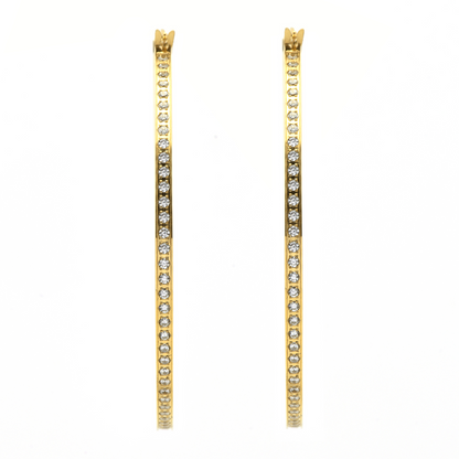 Gold Stone Big Hoop Earrings