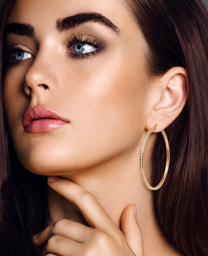 Gold Stone Big Hoop Earrings