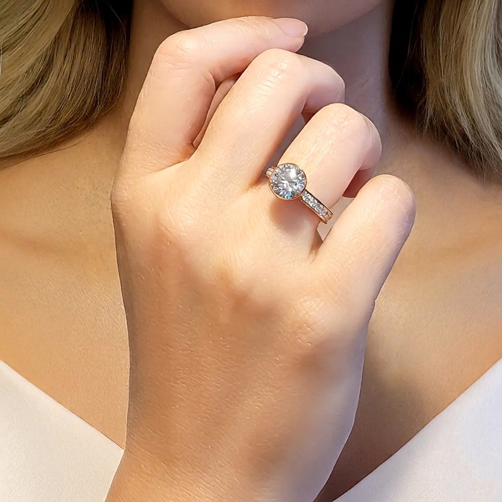 Solitaire Pave Engagement Ring