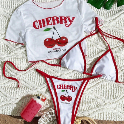 Women's Short Sleeve Slim Fit Two-Piece Swimsuit