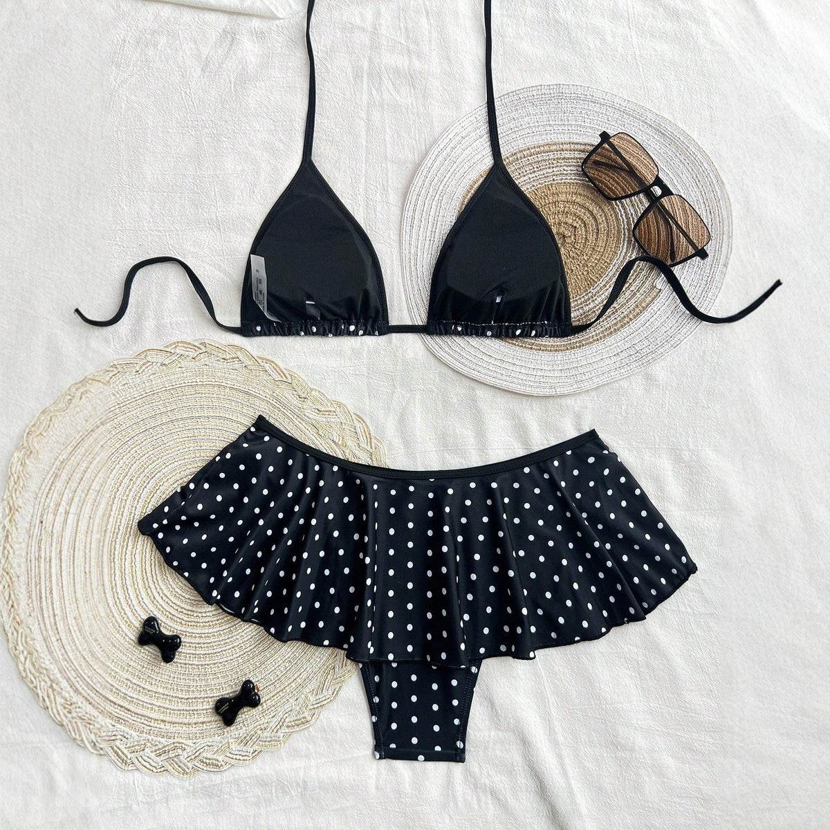 Two-Piece Bikini Print Patchwork Skirted Triangle Sexy