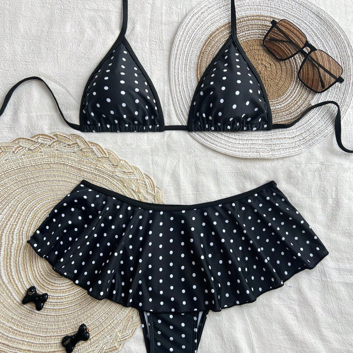 Two-Piece Bikini Print Patchwork Skirted Triangle Sexy