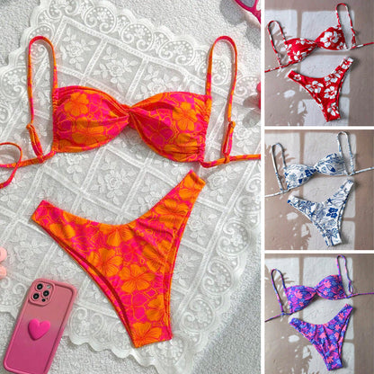 Printed Bikini Swimsuit for Women Sexy Two Piece Set