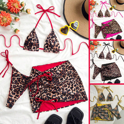 Color Block Bikini Three Piece
