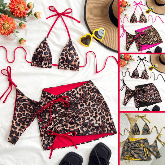 Color Block Bikini Three Piece