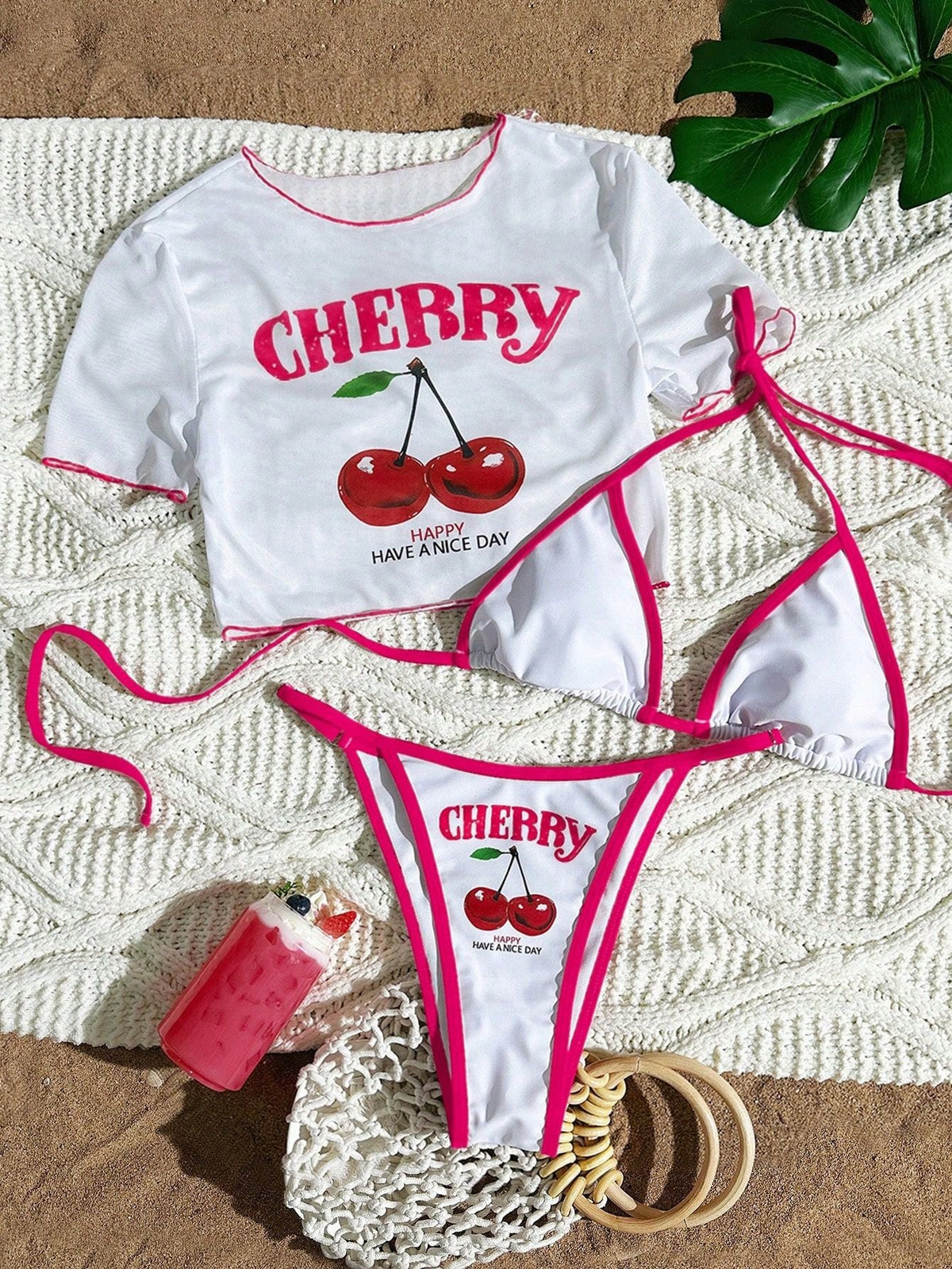 Women's Short Sleeve Slim Fit Two-Piece Swimsuit