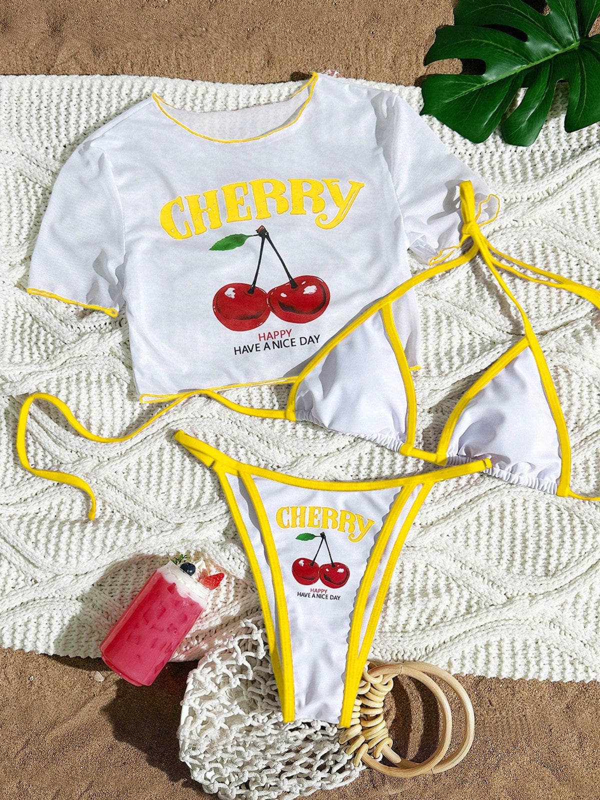 Women's Short Sleeve Slim Fit Two-Piece Swimsuit