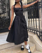 Floral Midi Corset Dress with Square Neck