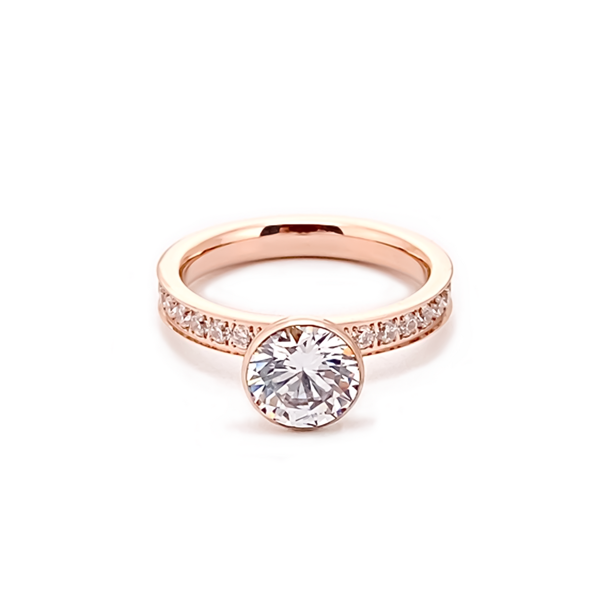 Solitaire Pave Engagement Ring