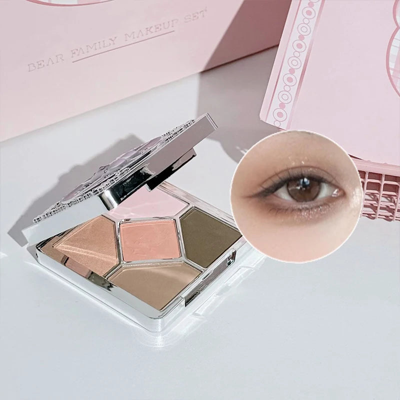 7PC Makeup Sets Include 3 Colors Matte Lip Mud,1 Pressed Powder,1 Blush,1 Eyes Palette,1 Necklace Beauty Makeup Sets