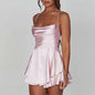 Camisones sexis de seda satinada para mujer, vestido liso