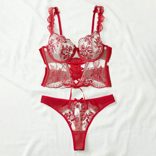 Lencería con bordado Floral para mujer, ropa de dormir La...