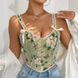 Top de Lencería Sexy con Estampado Floral Francés, Retro,...