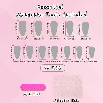 Press on Nails Almond Ombre White Pink Silver Fake Nails Rhinestone Bling