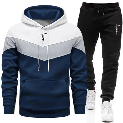 Comfort Casual Sports Autumn Winter Quality Hot Sale Men Tracksuit Fashion Hoodie Tricolor Single Sweatshirt and Pants Daily Man