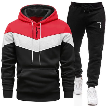 Comfort Casual Sports Autumn Winter Quality Hot Sale Men Tracksuit Fashion Hoodie Tricolor Single Sweatshirt and Pants Daily Man