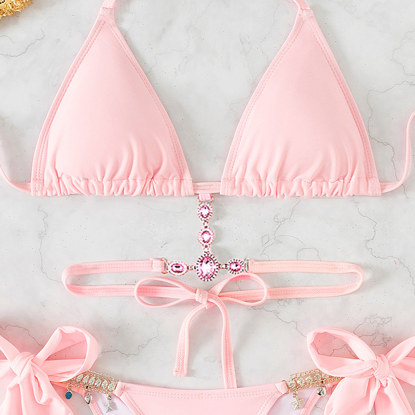 Crystal Diamond Backless Bikini Swimsuit