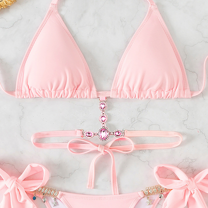 Crystal Diamond Backless Bikini Swimsuit