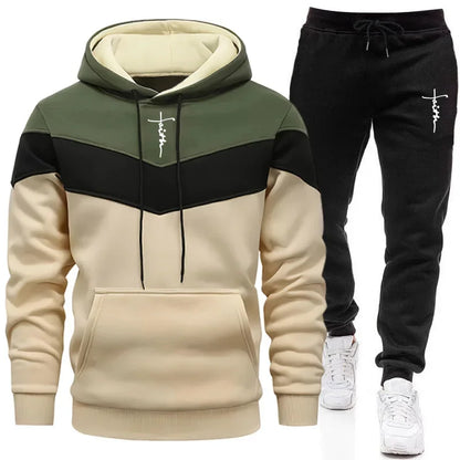 Comfort Casual Sports Autumn Winter Quality Hot Sale Men Tracksuit Fashion Hoodie Tricolor Single Sweatshirt and Pants Daily Man