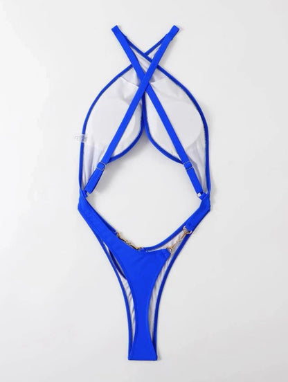 Womens One-Piece Swimsuit Backless Strappy Design